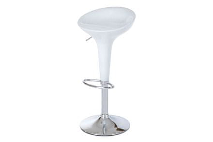 Autronic Barová stolička Barová židle, bílý plast, chromová podnož, výškově nastavitelná (AUB-9002 WT)